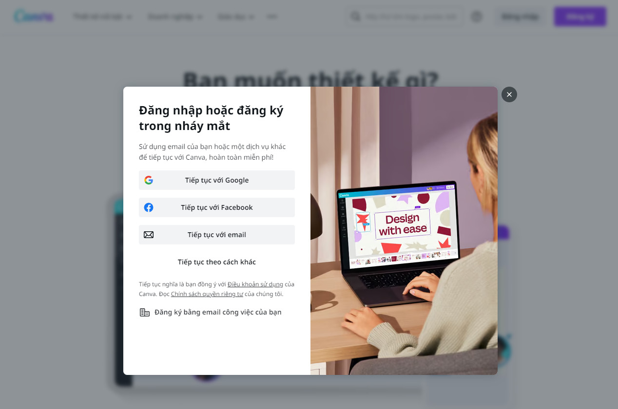 Đăng nhập canva trong nháy mắt 