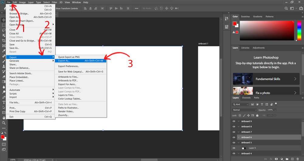 Hướng dẫn xuất ảnh photoshop